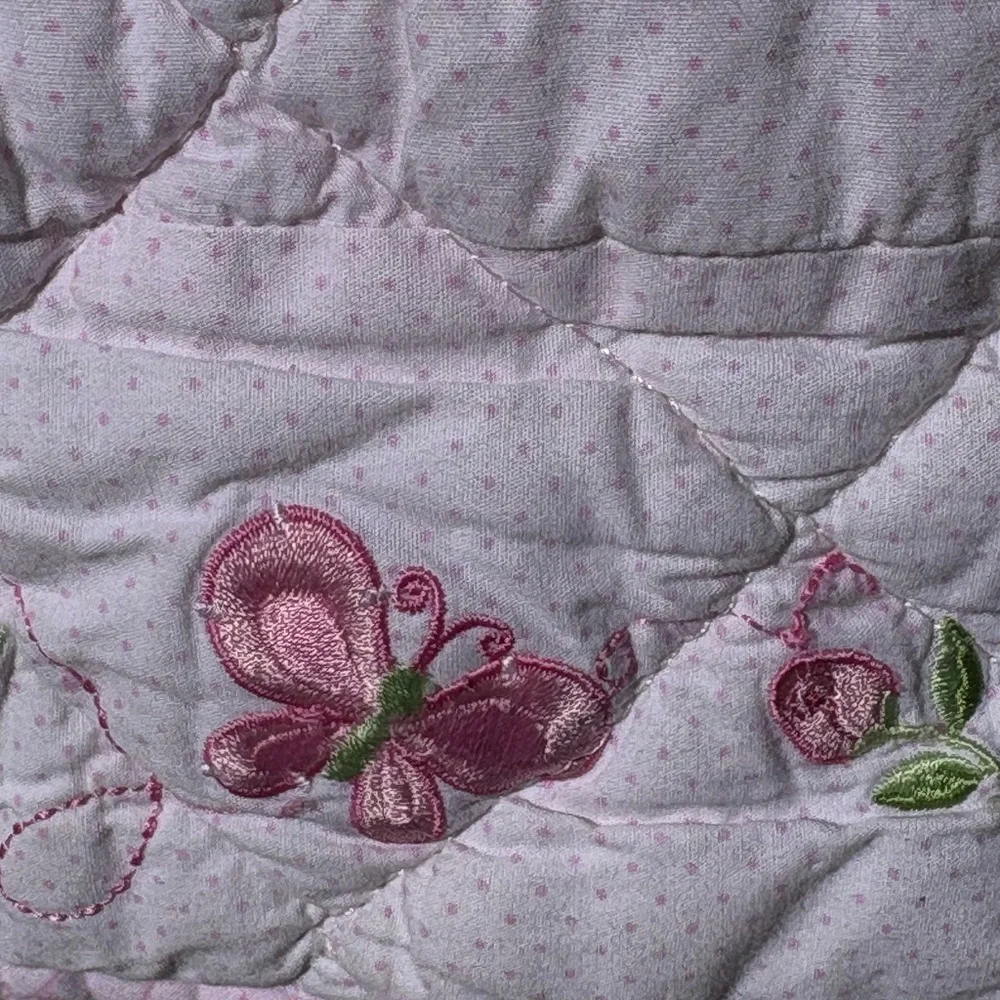 Upcycled Quilted Pink and Green Hoodie - Picture 6 of 8